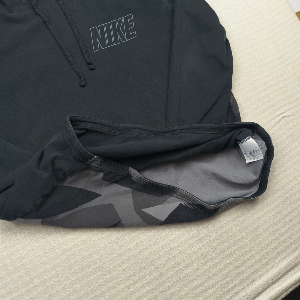 Nike Mens XL Black Camo Colorblock‎ Graphic Pullover Hoodie 833873-010 Cotton - Picture 8 of 12